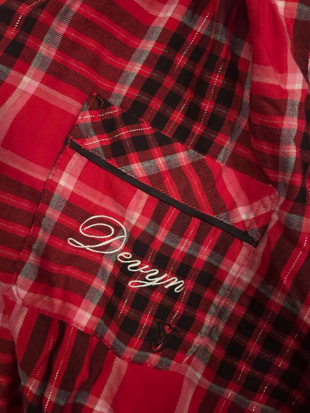 Victoria's Secret Embroidered Plaid Flannel Button-Down Pajama Set - Picture 5 of 5